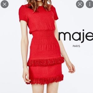 Red tweed Maje dress size small